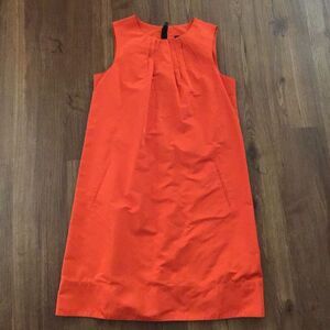 Lida Baday Orangish Red Shift Silk Blend Sleeveless Dress